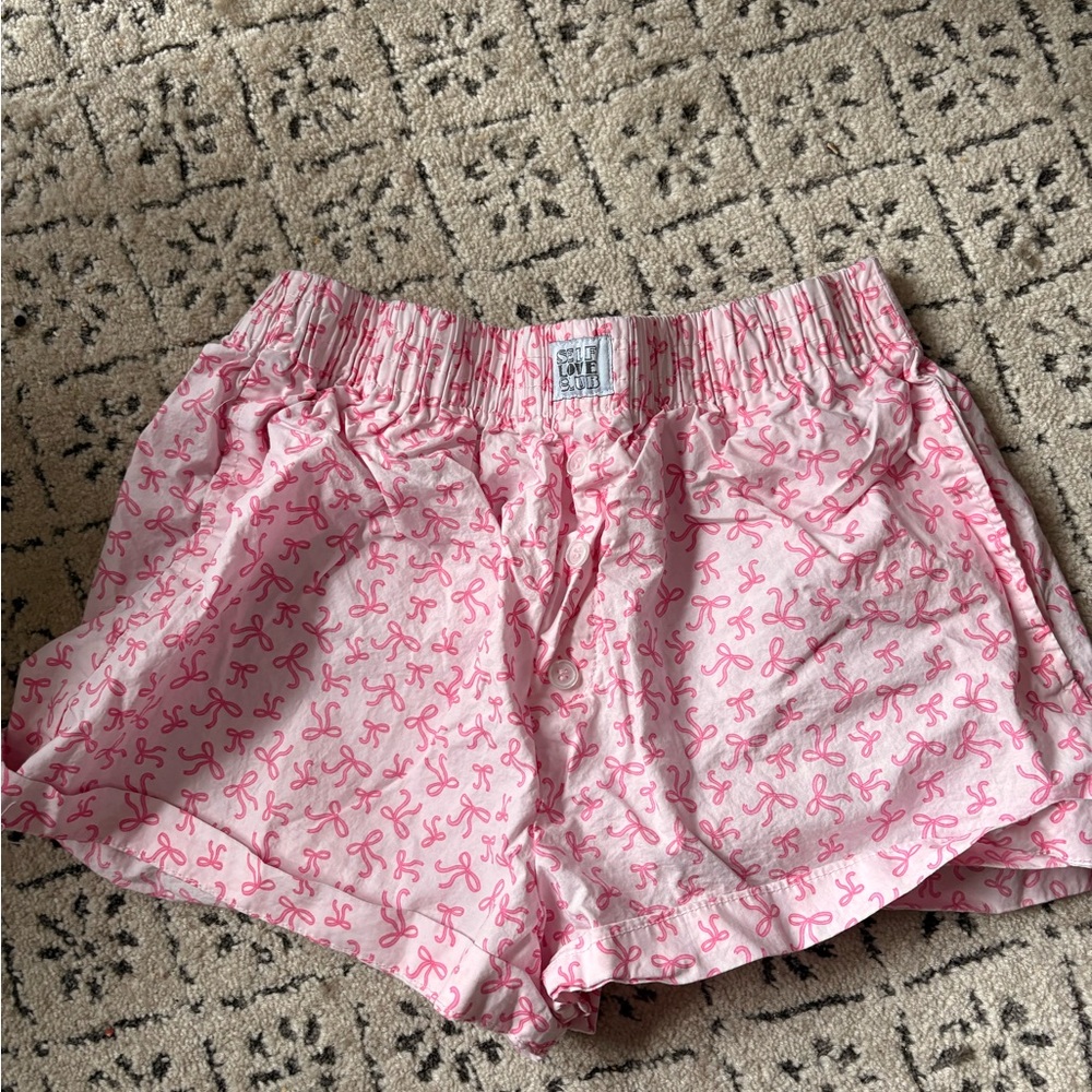 Cozy Pink Patterned Women's Pajama Shorts